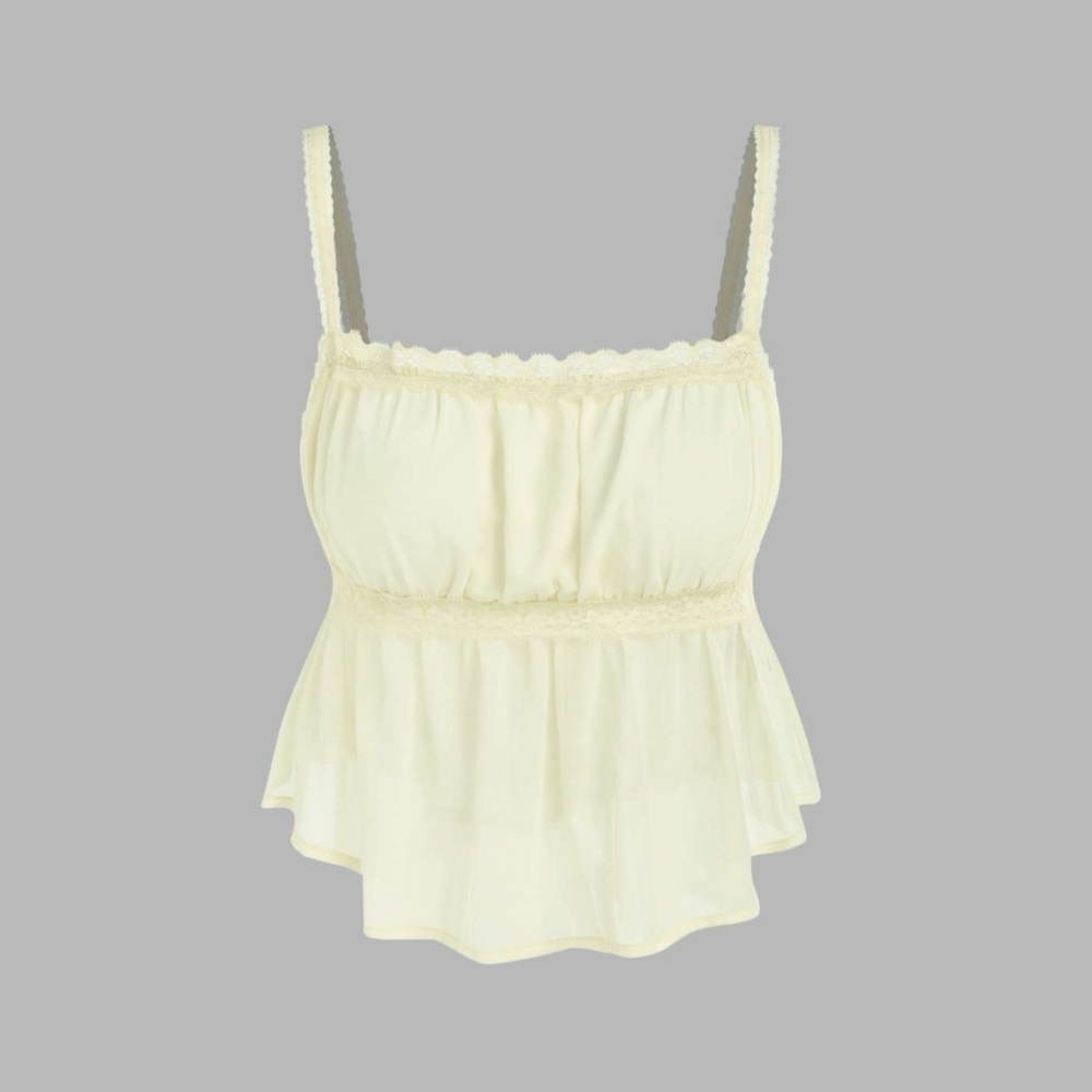 Cream Lace Trim Cami Top